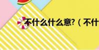 不什么什么意?(不什么什么意)