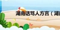 湖南話罵人方言(湖南話罵人)