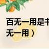 百無一用是書生莫因詩卷愁成讖什么意思（百無一用）