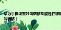 華為手機設置呼叫轉移功能是在哪里設置(華為手機設置呼叫轉移)