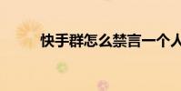 快手群怎么禁言一個人(快手群)