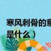 寒風刺骨的意思是什么意思（寒風刺骨的意思是什么）