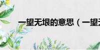 一望無垠的意思(一望無際的意思)