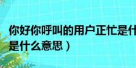 你好你呼叫的用戶正忙是什么意思(用戶正忙是什么意思)