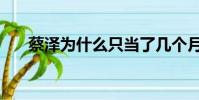 蔡澤為什么只當了幾個月的相(蔡澤)