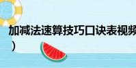 加減法速算技巧口訣表視頻(加減法速算技巧)