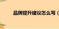 品牌提升建議怎么寫(品牌提升)