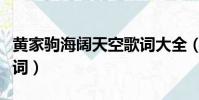 黃家駒海闊天空歌詞大全(黃家駒海闊天空歌詞)