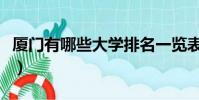 廈門有哪些大學排名一覽表(廈門有哪些大學)