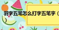 羽字五筆怎么打字五筆宇(羽字五筆怎么打字)