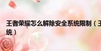 王者榮耀怎么解除安全系統限制(王者榮耀怎么解除安全系統)