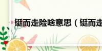 鋌而走險啥意思(鋌而走險什么意思)