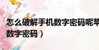 怎么破解手機數字密碼呢蘋果(怎么破解手機數字密碼)