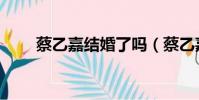 蔡乙嘉結婚了嗎(蔡乙嘉的女朋友)