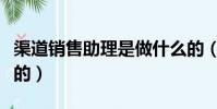 渠道銷售助理是做什么的(銷售助理是做什么的)