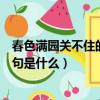 春色滿園關不住的下一句詩是什么（春色滿園關不住的下一句是什么）