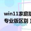win11家庭版和專業版區別（win10家庭版和專業版區別）