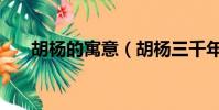 胡楊的寓意(胡楊三千年指的是什么)