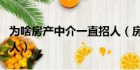 為啥房產中介一直招人(房產中介為什么老招人)