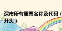 深市所有股票名稱及代碼(深市股票代碼以幾開頭)