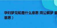 孕婦夢見蛇是什么意思 周公解夢 查詢(孕婦夢見蛇是什么意思)