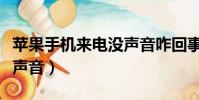 蘋果手機來電沒聲音咋回事(蘋果手機突然沒聲音)