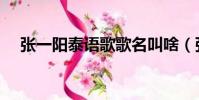 張一陽泰語歌歌名叫啥(張一陽泰語歌)