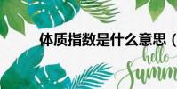 體質指數是什么意思(體質指數)