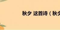 秋夕 這首詩(秋夕湖上)
