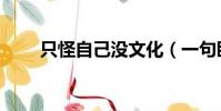 只怪自己沒文化(一句臥槽浪好大)