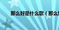 那么好是什么歌(那么好喊麥歌詞)