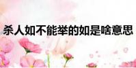 殺人如不能舉的如是啥意思(殺人如不能舉)