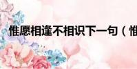 惟愿相逢不相識下一句(惟愿相逢不相識)