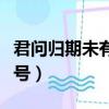 君問歸期未有期的名字（君問歸期未有期的暗號）