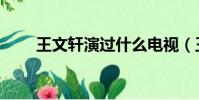 王文軒演過什么電視(王文軒演員)