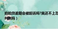 拍拍貸逾期會被起訴嗎?真還不上怎么辦(拍拍貸逾期會被判刑嗎)
