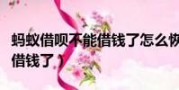 螞蟻借唄不能借錢了怎么恢復(螞蟻借唄不能借錢了)