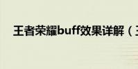 王者榮耀buff效果詳解(王者榮耀buff)