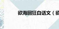欲海回狂白話文(欲海回狂)
