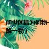 問世間情為何物一物降一物是什么歌（問世間情為何物一物降一物）