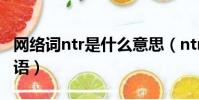 網絡詞ntr是什么意思(ntr是什么意思網絡用語)