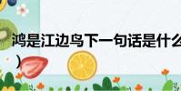 鴻是江邊鳥下一句話是什么情話(鴻是江邊鳥)