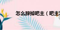怎么辭掉吧主(吧主怎么辭職)