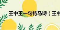 王中王一句特馬詩(王中王一句中特)