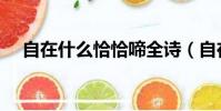 自在什么恰恰啼全詩(自在什么恰恰啼)