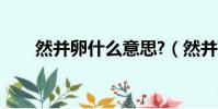 然并卵什么意思?(然并卵什么意思)