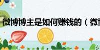 微博博主是如何賺錢的(微博博主怎么賺錢)
