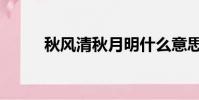 秋風清秋月明什么意思(秋風清)