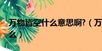 萬物皆空什么意思啊?(萬物皆空下一句是什么)