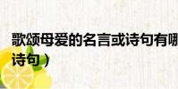 歌頌母愛的名言或詩句有哪些(母愛的名言和詩句)